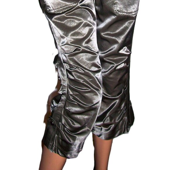 Bebe Khaki Green Shiny Capri Pants 4 - Picture 3 of 8